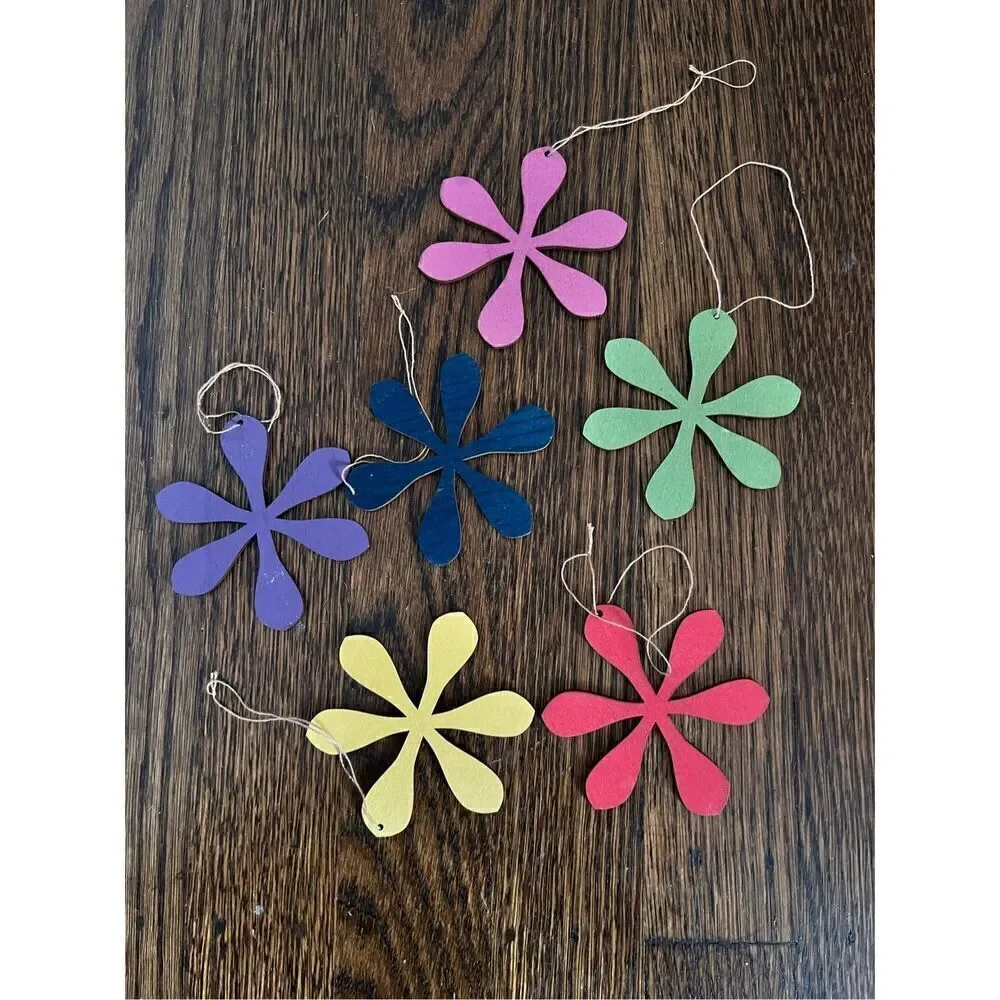 NEW ROOST Multicolor Laser Cut Wood Ornaments Set of 6